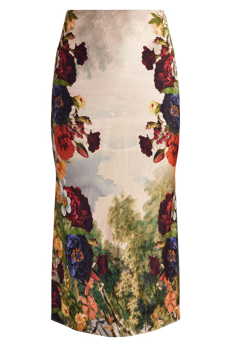 Maeve Floral Print Slip Skirt, Alternate, color, FORBIDDEN FOREST