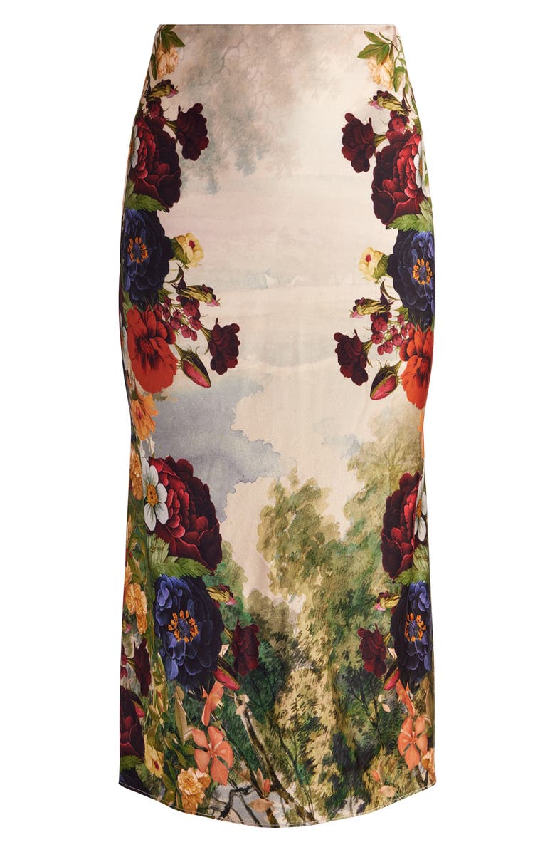 Alice + Olivia Maeve Floral Print Slip Skirt, Alternate, color, Forbidden Forest