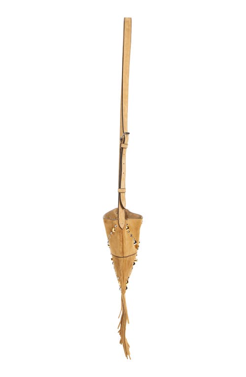 Valentino Garavani Small Nellcote Fringe Stud Suede Crossbody Bag In Beige