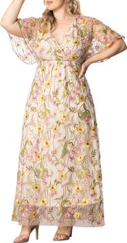 Kiyonna Embroidered Elegance Floral Gown