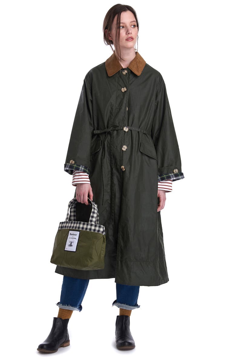 Barbour x ALEXACHUNG Maisie Waxed Cotton Coat, Alternate, color,