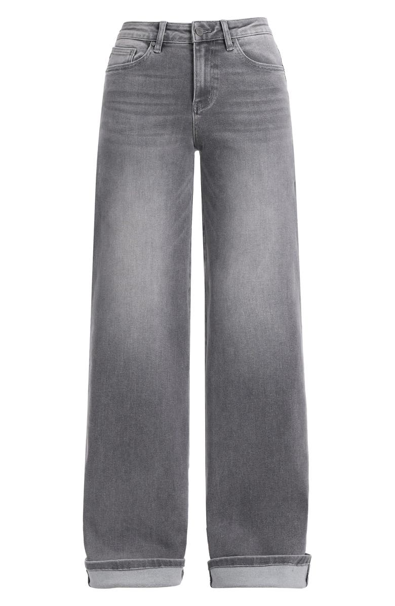 Bayeas Cuffed Wide Leg Jeans, Alternate, color, Light Grey