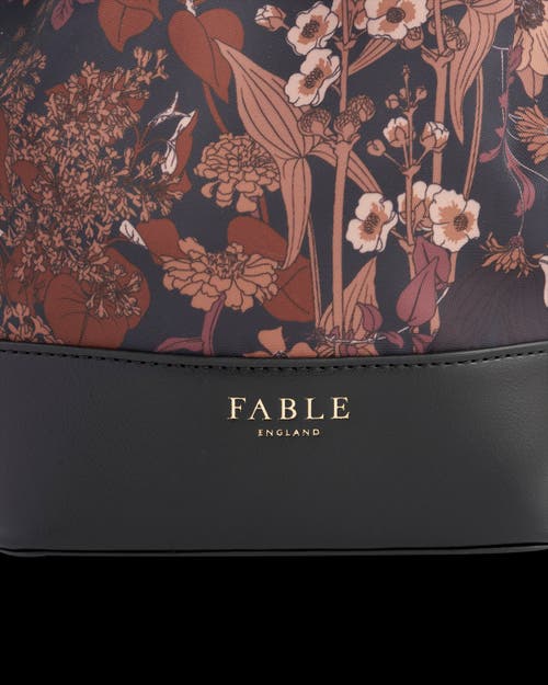 Fable England Deco Bloom Black Bucket Bag In Burgundy