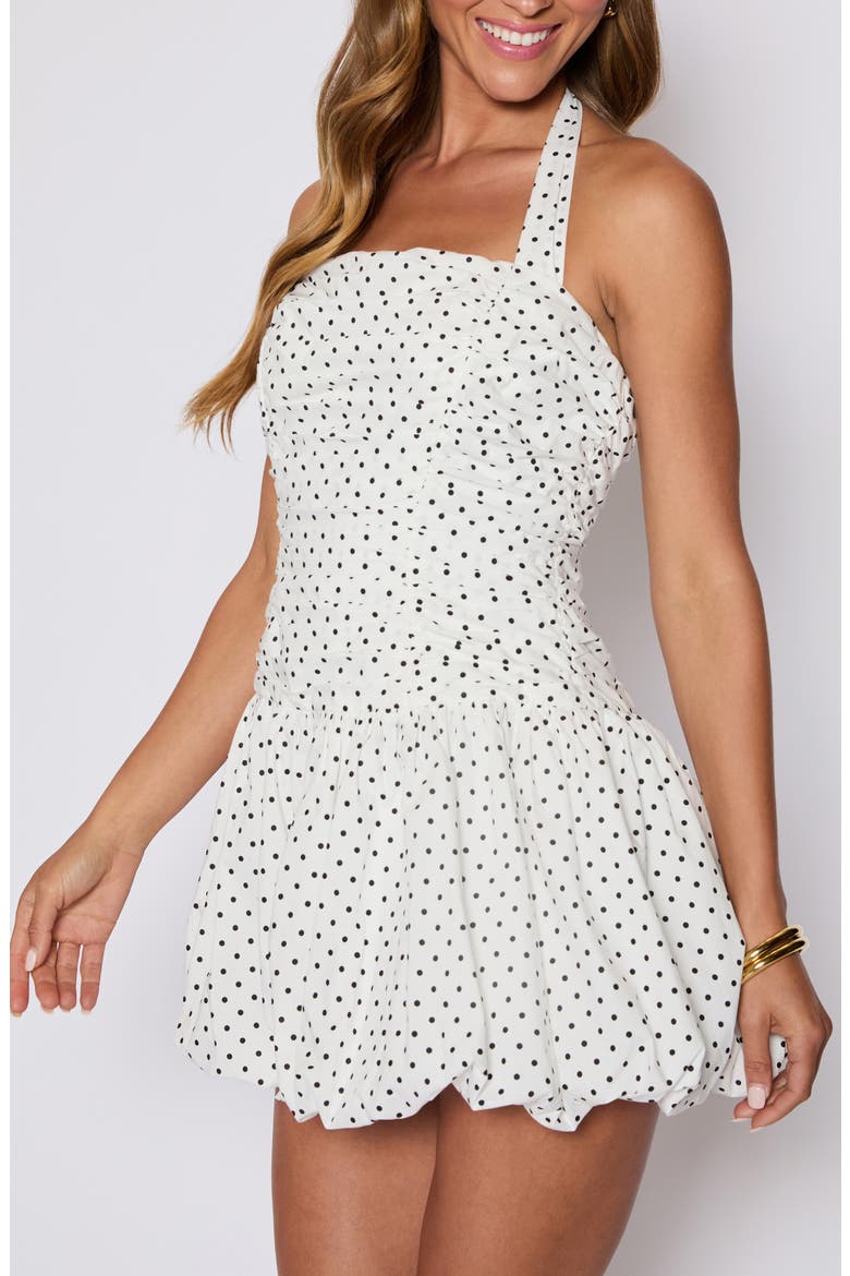 Rory Polka Dot Bubble Hem Halter Minidress (Nordstrom Exclusive), Alternate, color, WHITE/ BLACK DOT