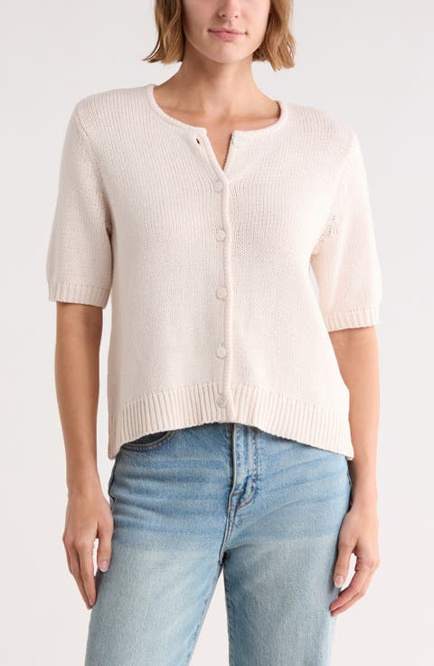 Fisher Short Sleeve Cotton Blend Cardigan