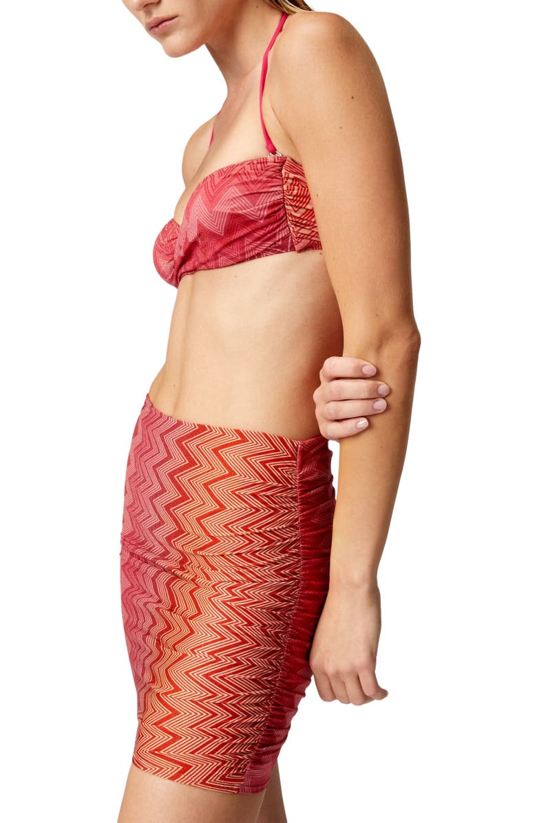 Missoni Minskirt Cover-up In Stretch Nylon Zig Zag Lamé, Alternate, color, Red