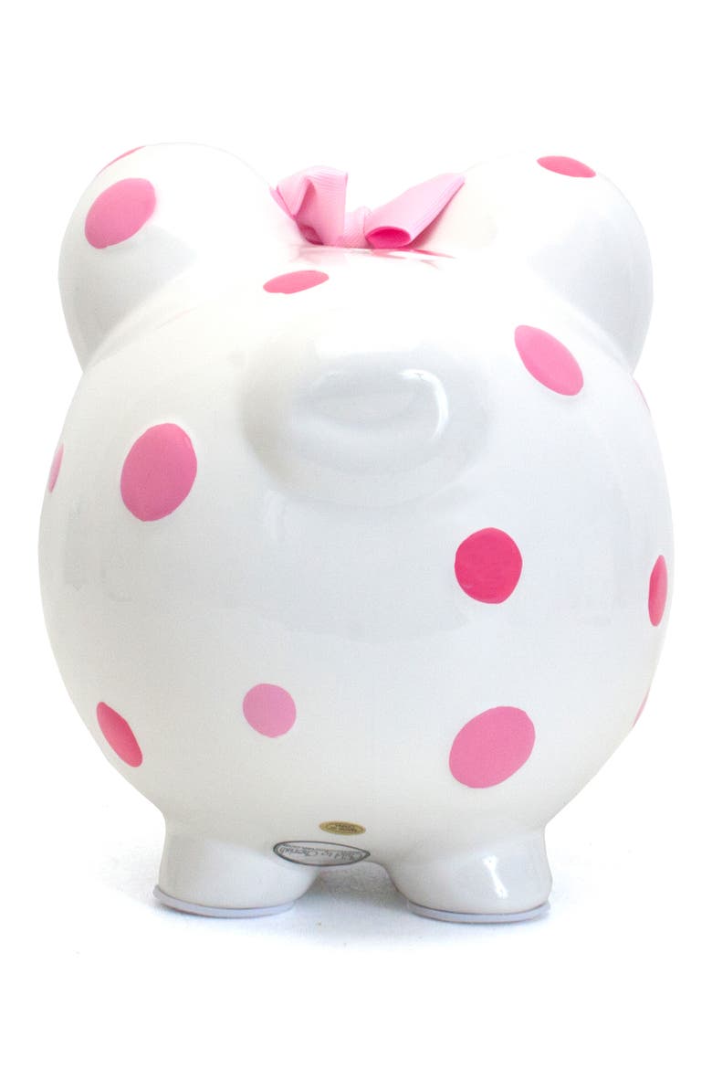 Pink Polka Dot Ceramic Piggy Bank, Alternate, color, LIGHT PINK