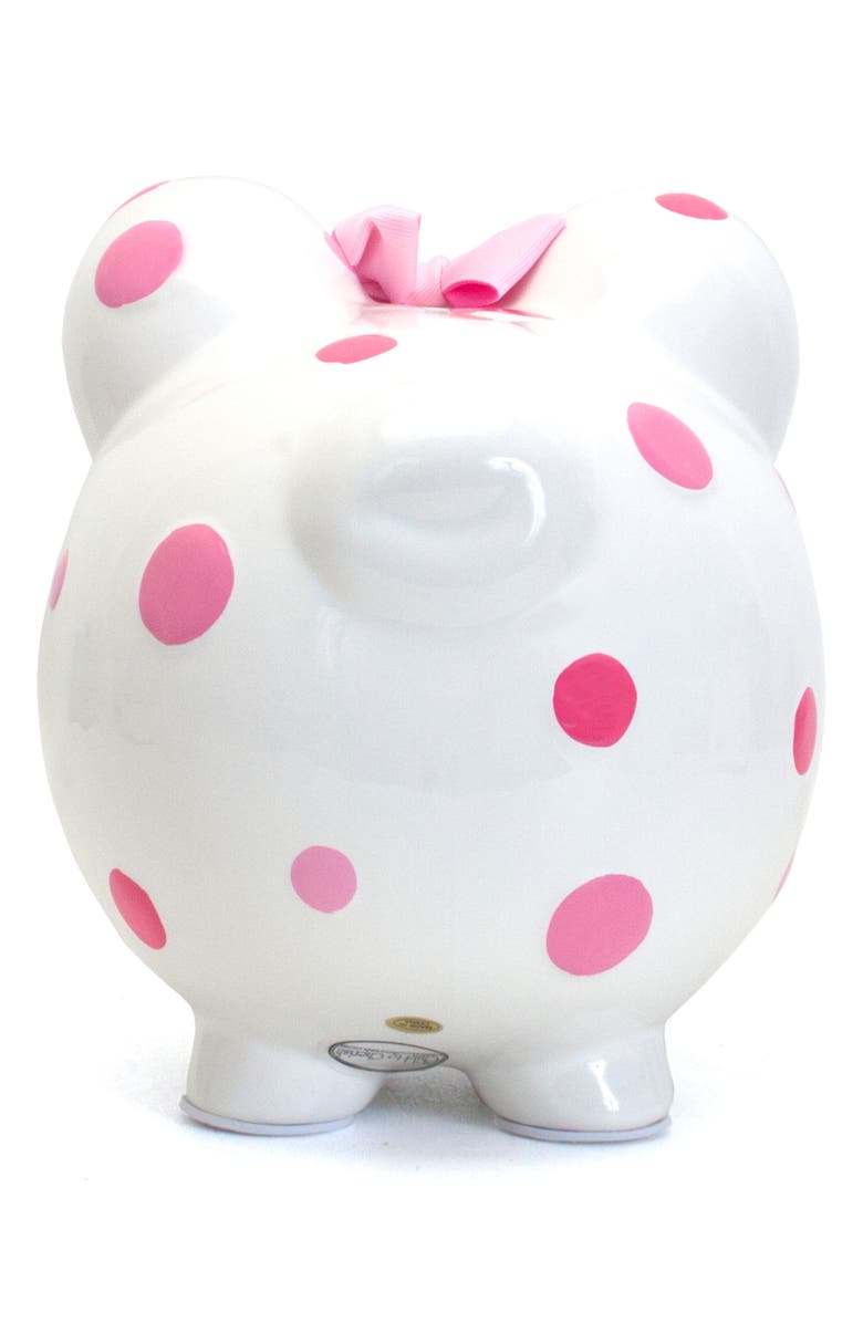 Child to Cherish Pink Polka Dot Ceramic Piggy Bank, Alternate, color, 