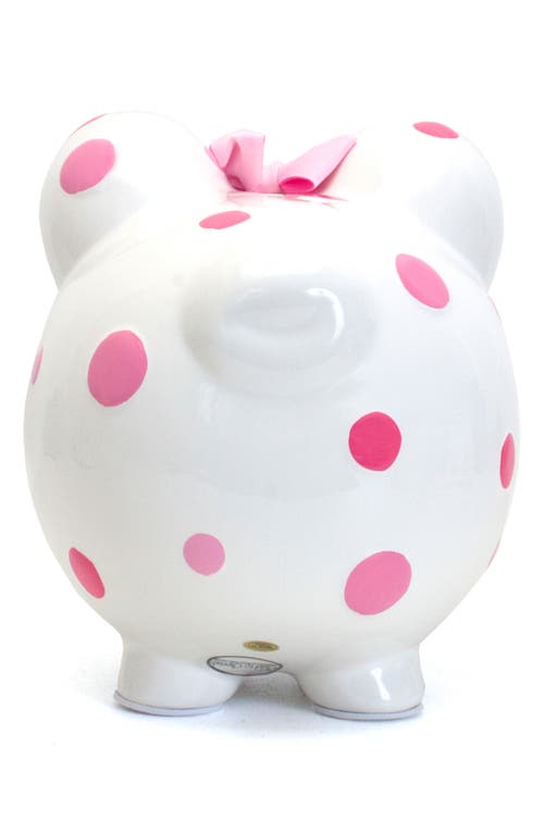 Child To Cherish Pink Polka Dot Ceramic Piggy Bank In Pink