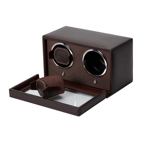 Wolf Cub Double Watch Winder With Cover In Brown