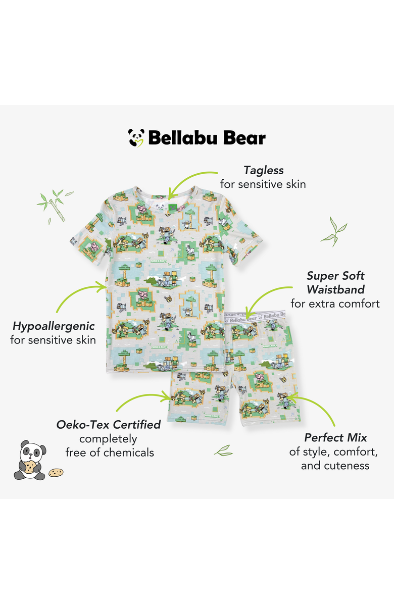 Bellabu Bear Minecraft Overworld Dreams Kids 2-Piece Short Sleeve & Shorts Pajama Set, Alternate, color, Minecraft Overworld Dreams