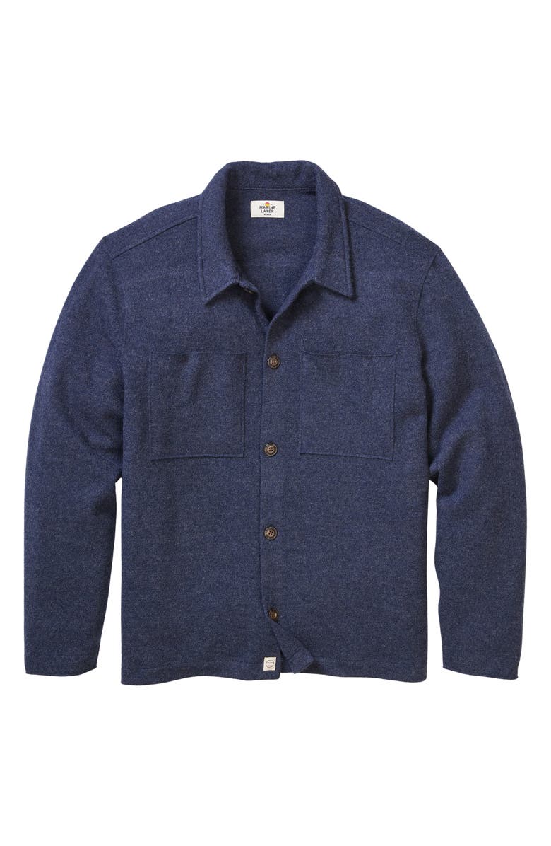 Marine Layer Boiled Wool Overshirt, Alternate, color, Navy