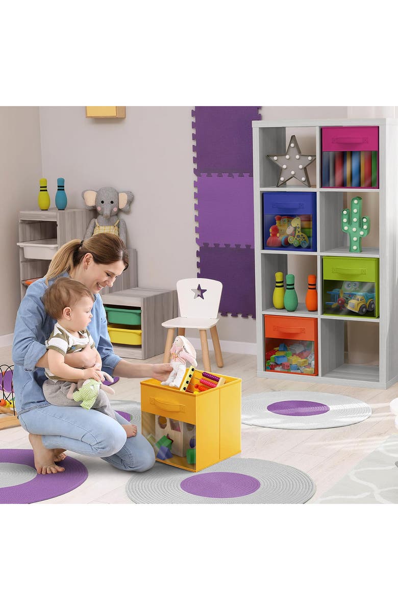 SORBUS 6-Pack Storage Bins with Windows, Alternate, color, Bright Rainbow