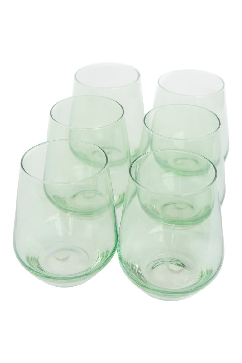 Set of 6 Stemless Wineglasses, Main, color, MINT GREEN