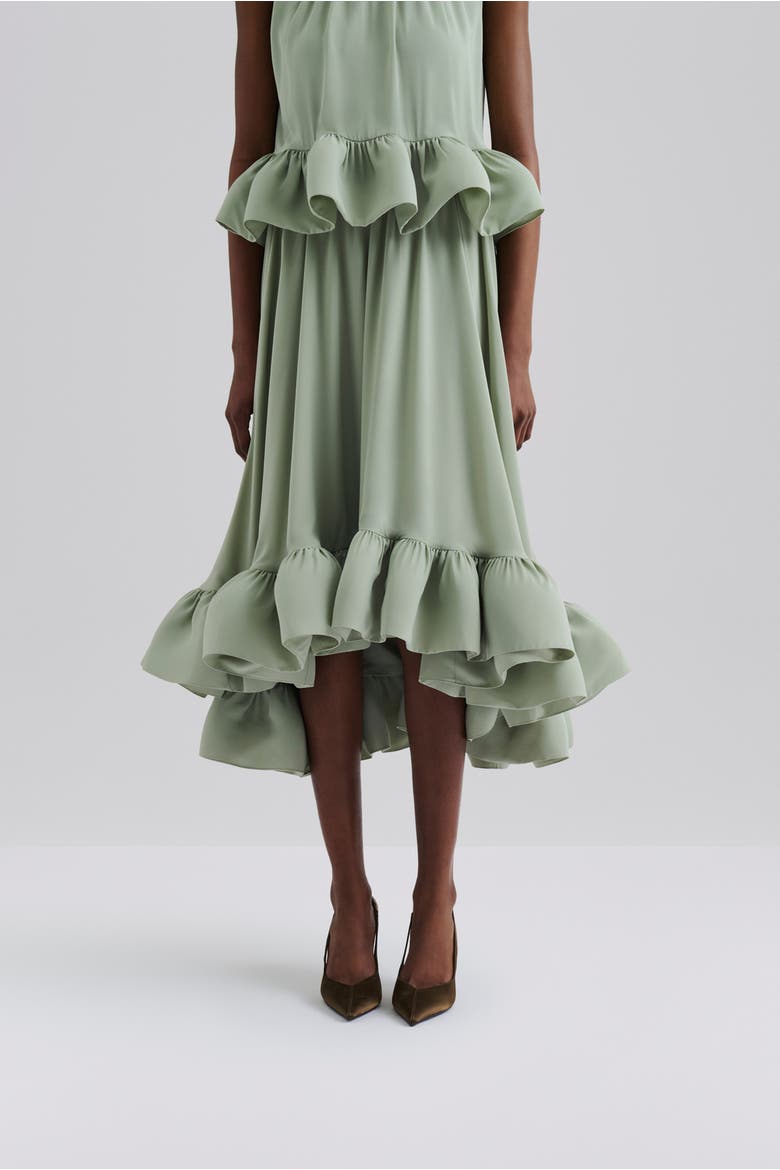 Adriana Frilled Hem Midi Skirt, Main, color, Sage