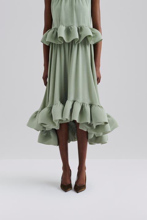 Adriana Frilled Hem Midi Skirt