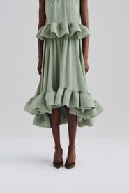 Malina Adriana Frilled Hem Midi Skirt