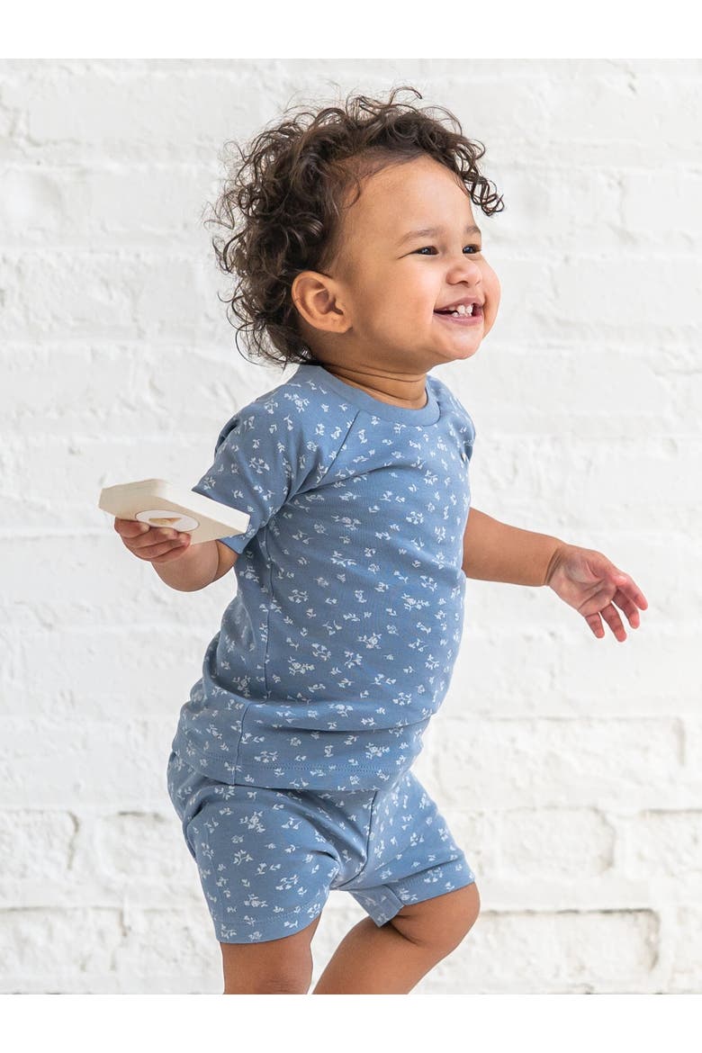 Organic 2-Piece Short Sleeve Jammie Set, Alternate, color, Isla Floral / Sea + Ivory
