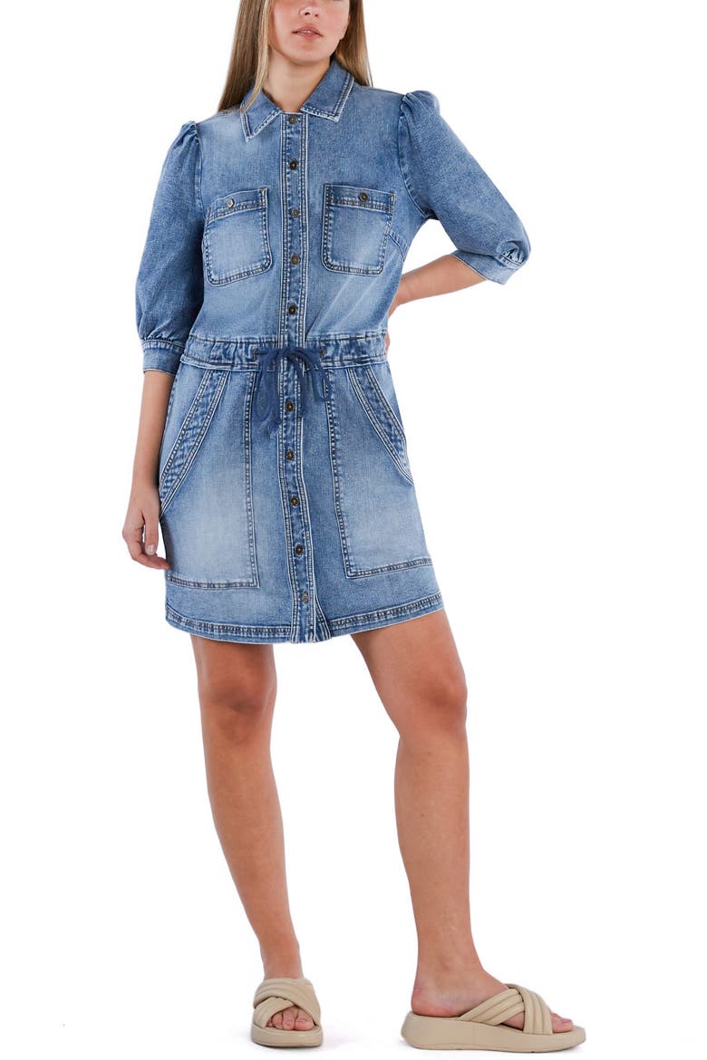 Denim Utility Dress, Main, color, PUFF BLUE