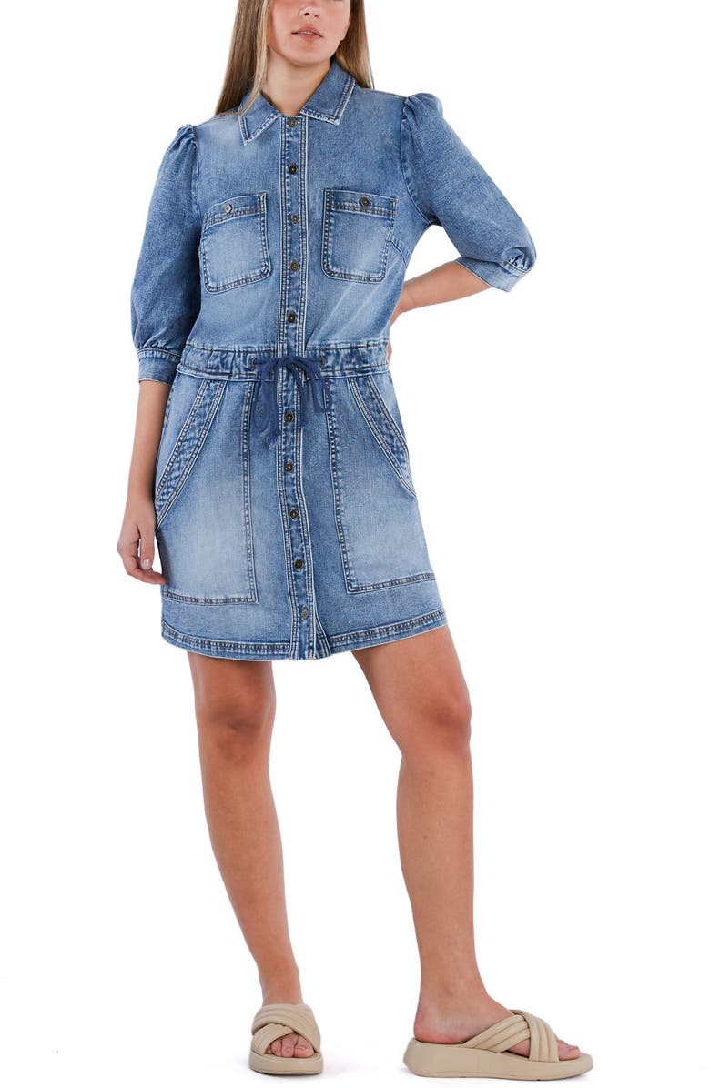 Wash Lab Denim Denim Utility Dress, Main, color, Puff Blue