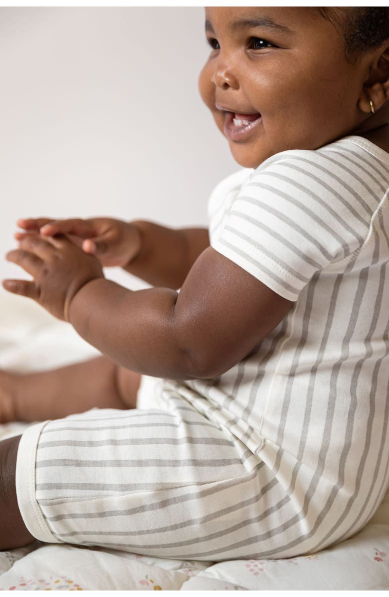 Pehr Stripe Fitted Organic Cotton Romper, Alternate, color,