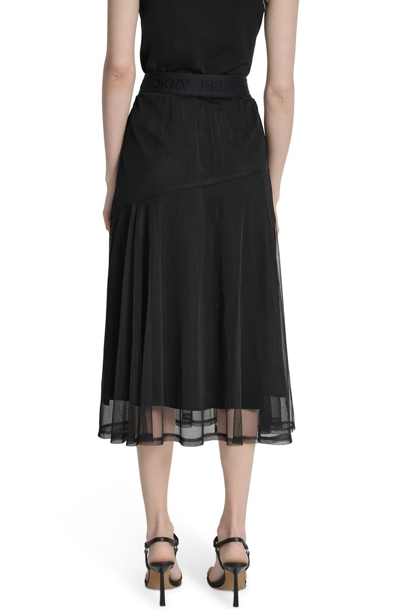 DKNY Layered Mesh Midi Skirt, Alternate, color, Black