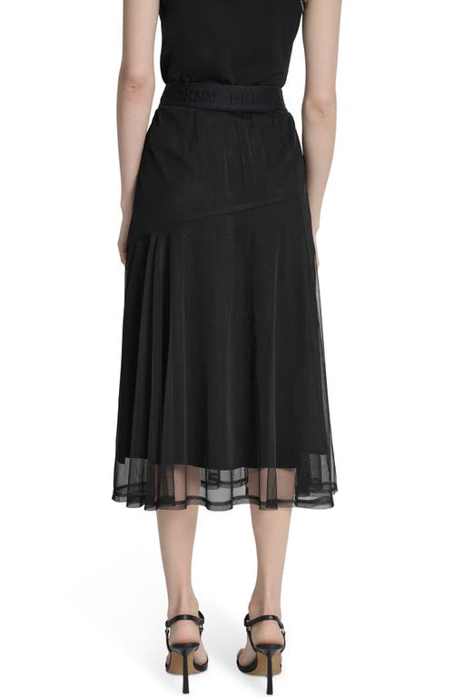 Dkny Leopard Print Shirt Mesh Midi Skirt In Black