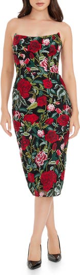 Dress the Population Cosette Floral Embroidered Strapless Body-Con Dress | Nordstromrack Dress the Population Cosette Floral Embroidered Strapless Body-Con Dress | Nordstromrack