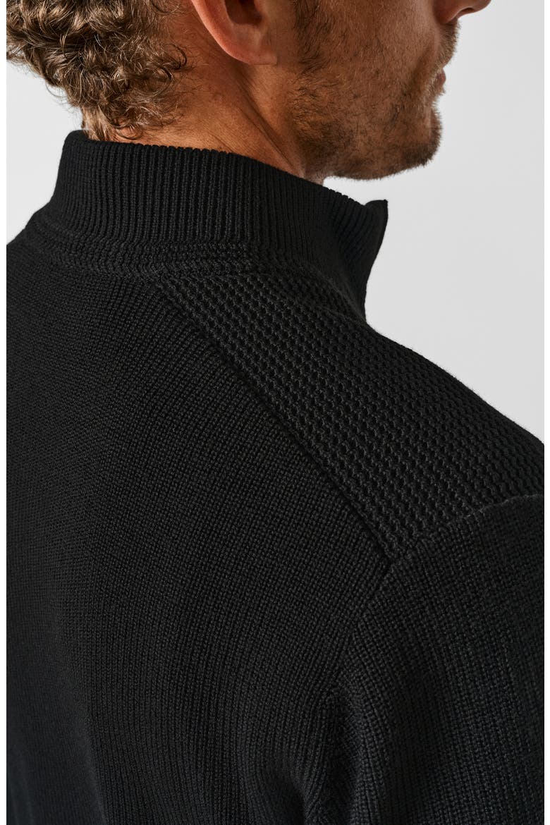 Full Zip Merino Wool Sweater, Alternate, color, BLACK