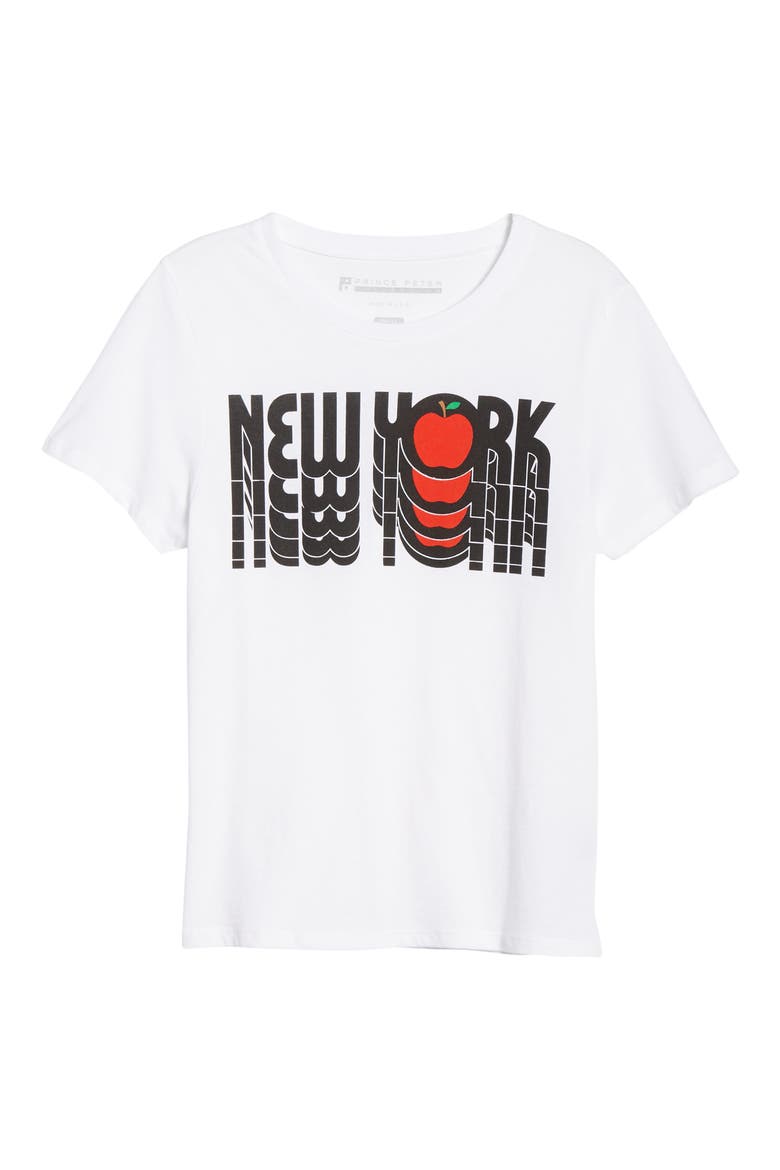 New York Apple Graphic Tee, Alternate, color, WHITE