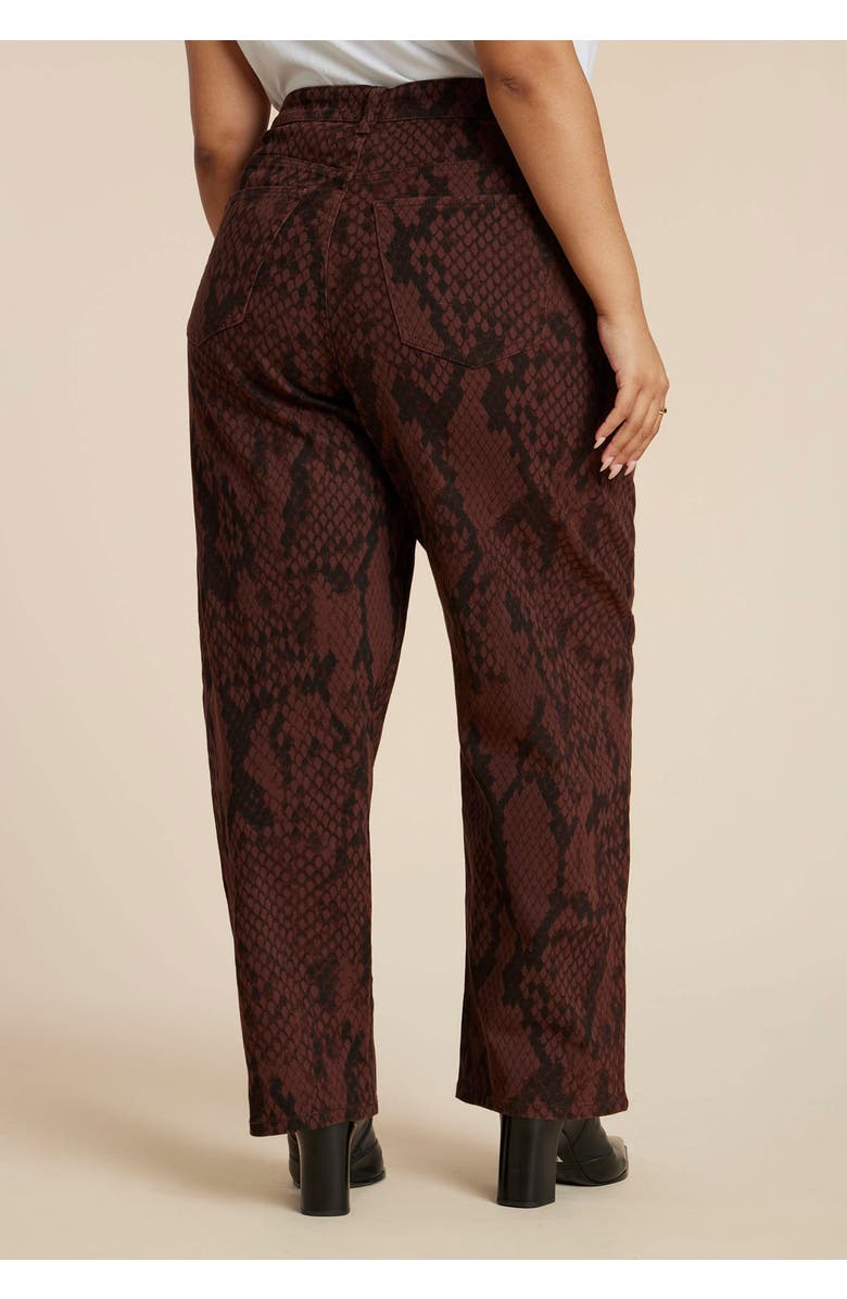 ELOQUII Snake Print Relaxed Leg Jean, Alternate, color, Brown Snake