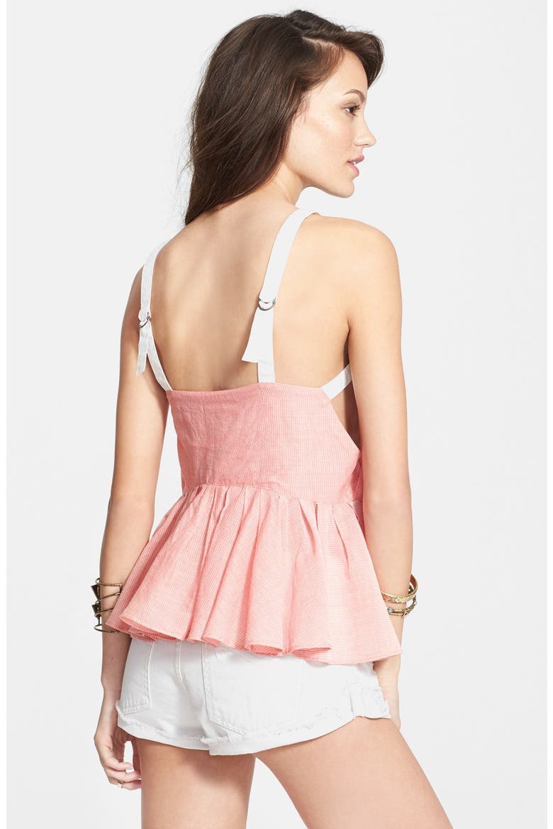 'Lola's' Stripe Peplum Tank, Alternate, color, RED COMBO