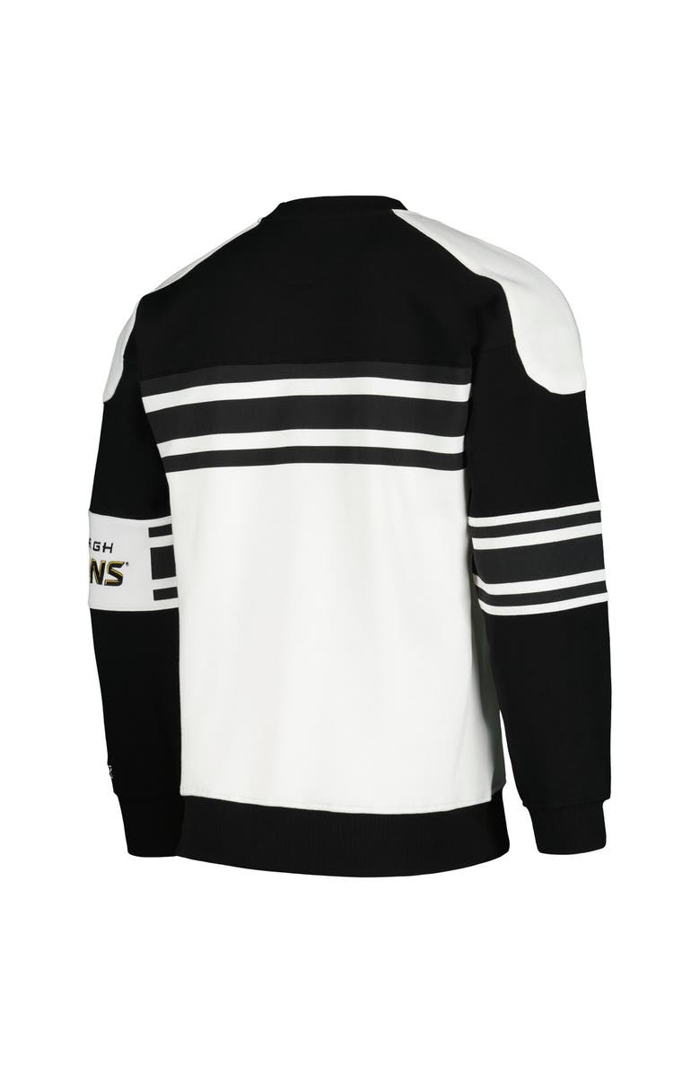 STARTER Men's Starter White Pittsburgh Penguins Defense Fleece Crewneck Pullover Sweatshirt, Alternate, color, White