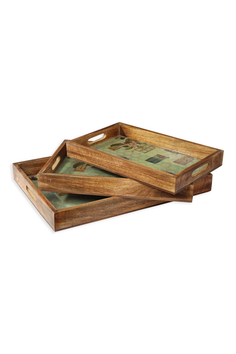 Sunshine Springs 3-Piece Decorative Trays, Main, color, GREEN DOORS