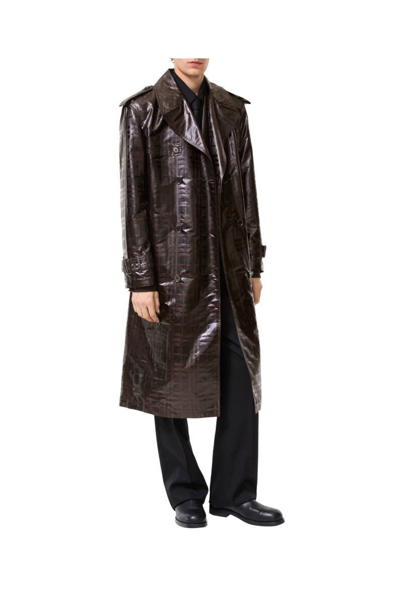 Long Check Hoxton Trench Coat, Alternate, color, Treacle brown