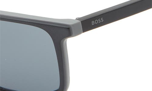 Hugo Boss Boss 57mm Rectangle Sunglasses In Matte Black Grey