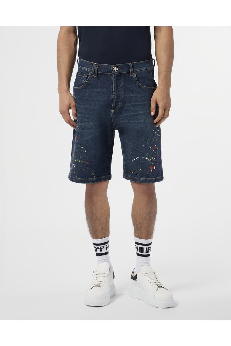 Denim Shorts Paint Men, Main, color, texasblue
