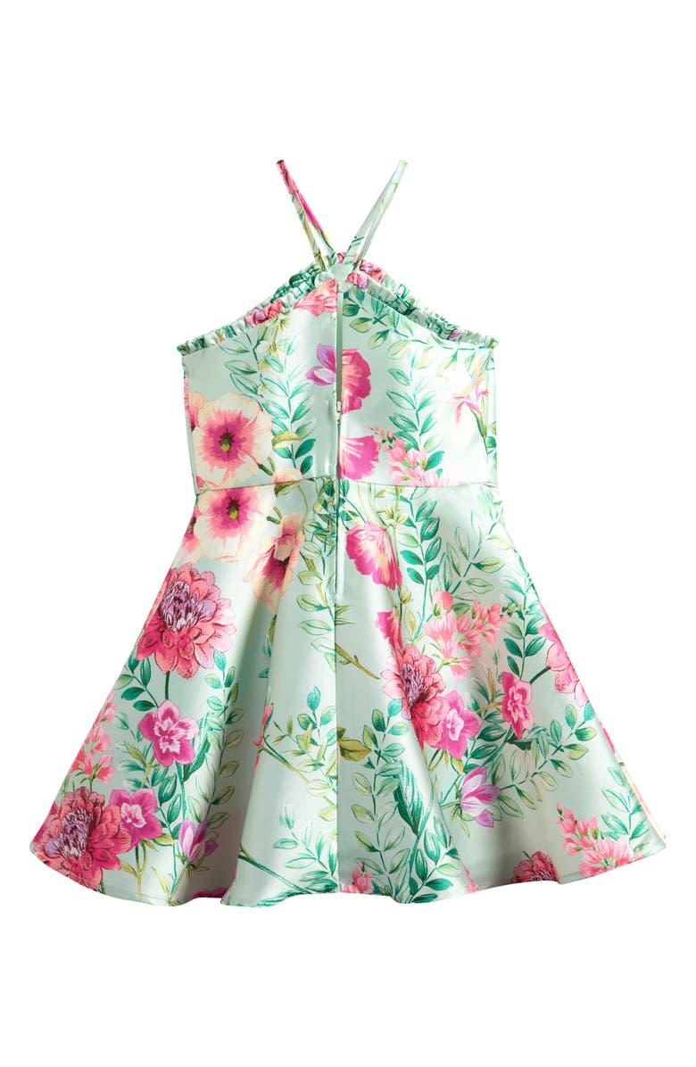 Zunie Kids' Floral Mikado Dress, Alternate, color, Sage/ Multi