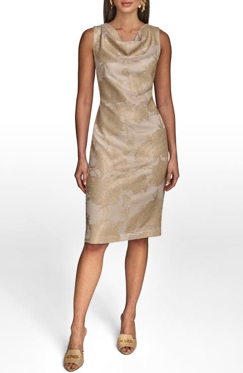 【Donna Karan New York】Sequin Sleeveless Sheath Dress Donna Karan New York Sequin Sleeveless Mesh Sheath Dress