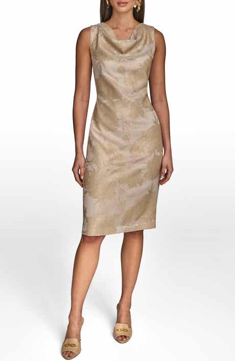 Sequin Sleeveless Mesh Sheath Dress
