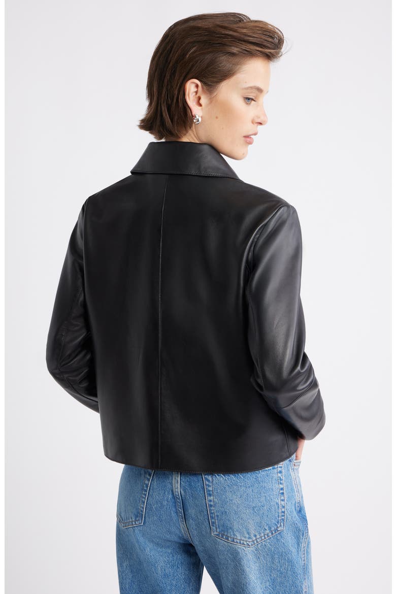 Crop Leather Jacket, Alternate, color, BLACK