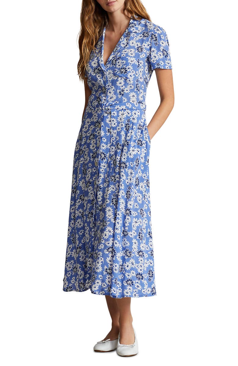 Polo Ralph Lauren Hampton Floral Crepe Midi Shirtdress, Main, color, 