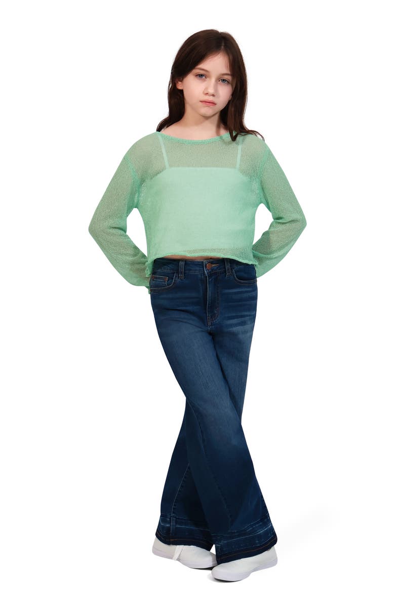 Truce Kids' Relaxed Fit Sheer Sweater, Alternate, color, Light Green