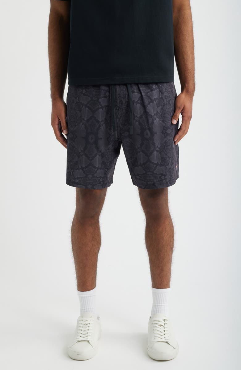 SANTO STUDIO Verona Tech Snakeskin Print Drawstring Shorts, Main, color, Snakeskin