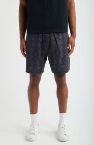 SANTO STUDIO Verona Tech Snakeskin Print Drawstring Shorts