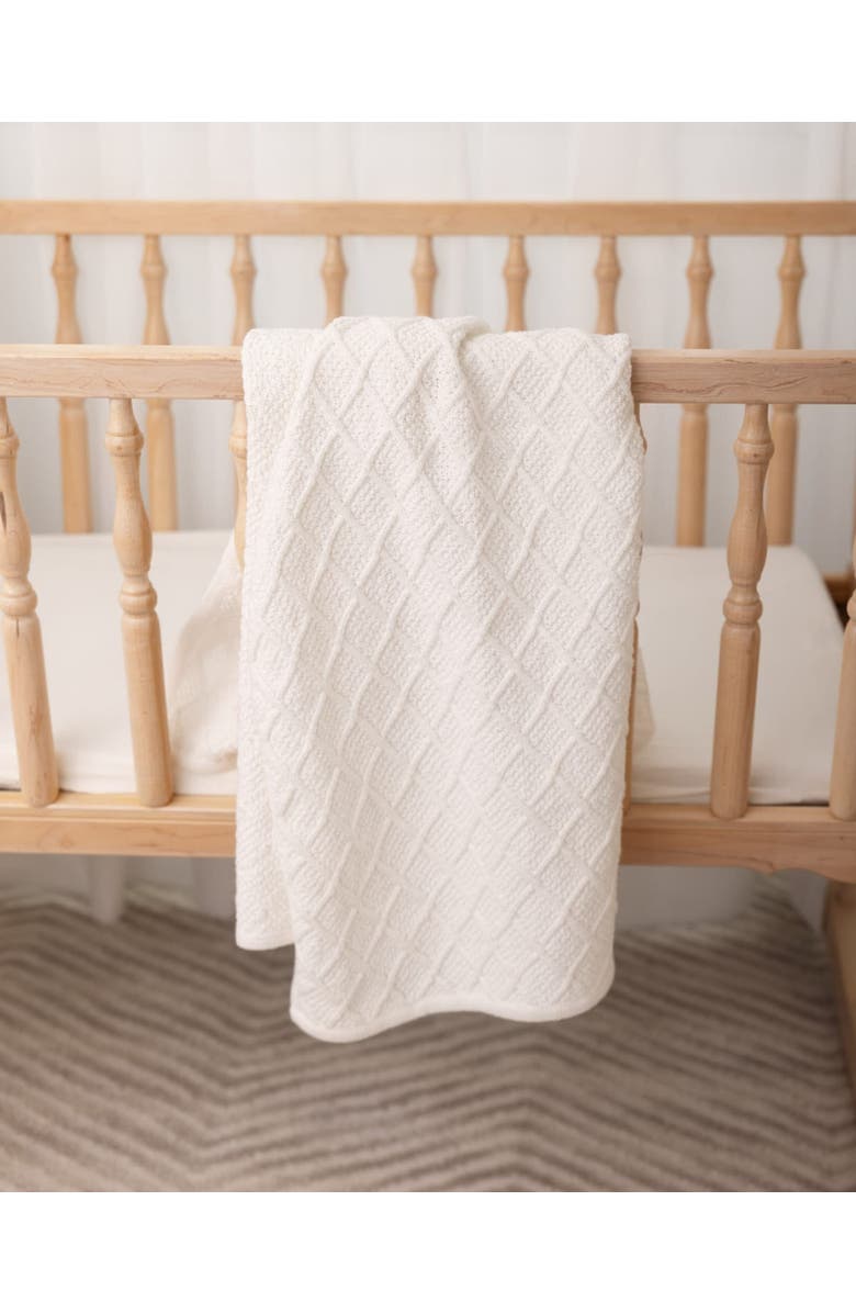 MiniMoi Cotton Knit Cuddle and Receiving Blanket, Alternate, color, White
