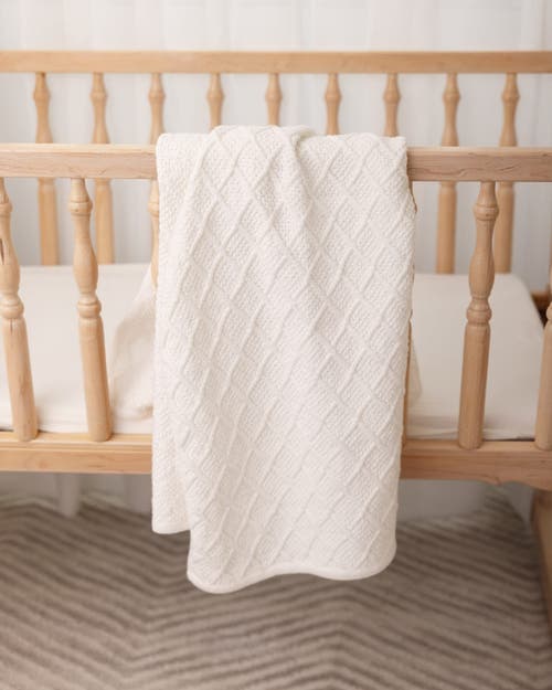 Minimoi Cotton Knit Cuddle And Receiving Blanket In White