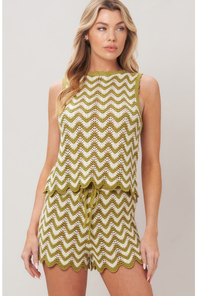 Zigzag Stripe Crochet Shorts, Alternate, color, OLIVE/ WHITE