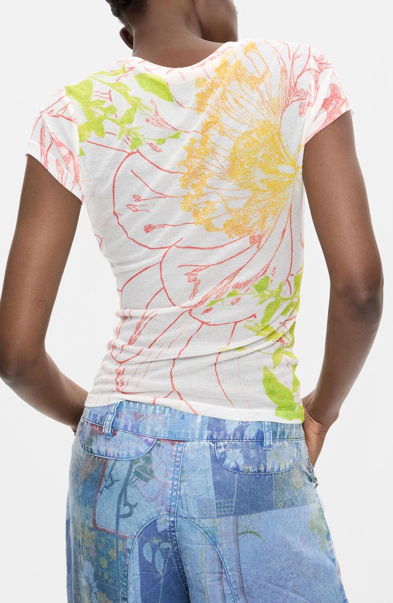 Desigual Floral Print Modal T-Shirt, Alternate, color,
