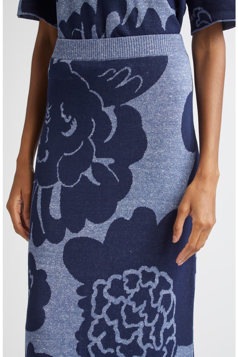 Sivellys Pioni Linen Blend Sweater Skirt, Alternate, color, DARK BLUE